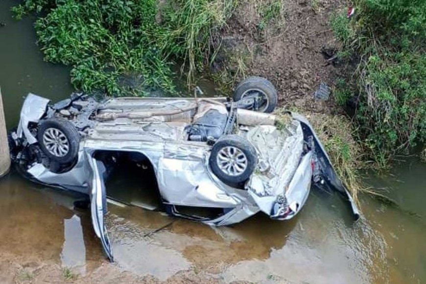Un auto cayó de cinco metros de altura en la ruta 14: conductor se habría dormido