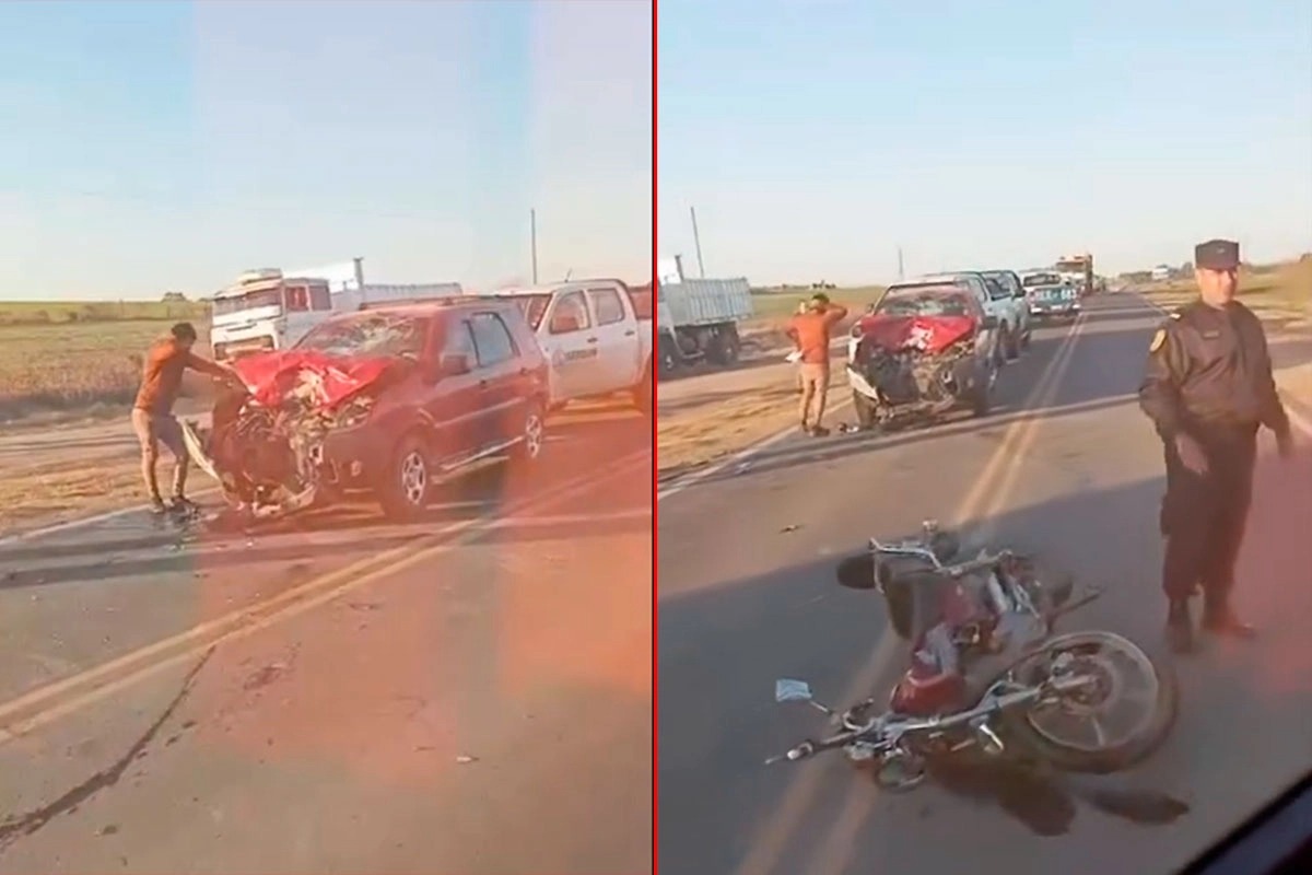 Grave accidente en Ruta 131: motociclista herido tras impresionante choque frontal