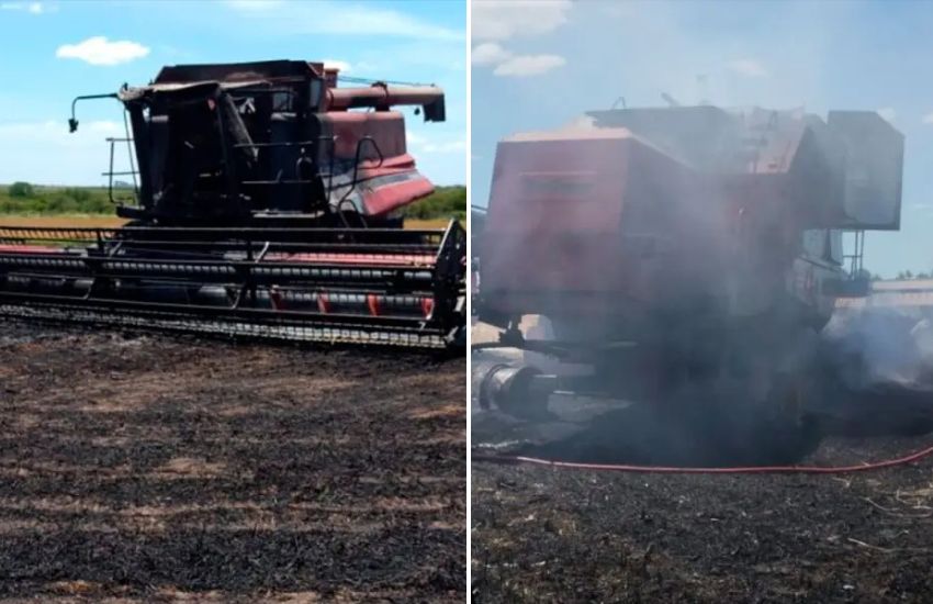 Dos cosechadoras se incendiaron en Entre Ríos: una en Gobernador Mansilla y otra en Crucesitas Séptima